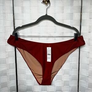 J. Crew Women’s Curved Waist Cheeky Bikini Bottom Size XL Rust Orange Boho Beach